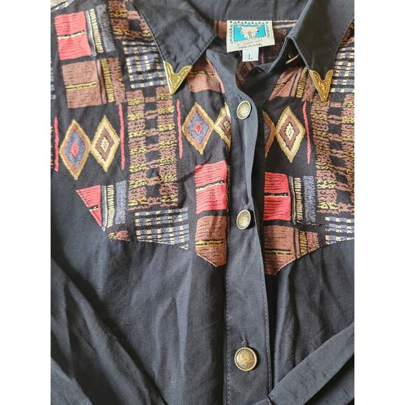 Desert west sherry holt western button down arrow head collar womens large vtg - Picture 4 of 9